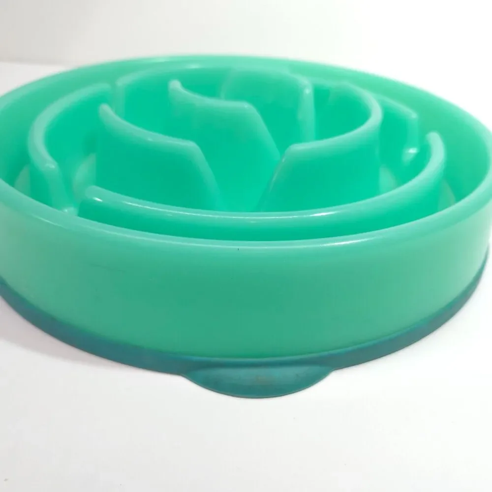 Outward Hound Dog Games Slow Feeder Maze Plastic Dog Bowl Green Teal